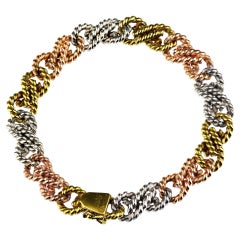 Vintage Cartier Rope Bracelet in 18 K Rose, Yellow & White Gold in Tri Colour