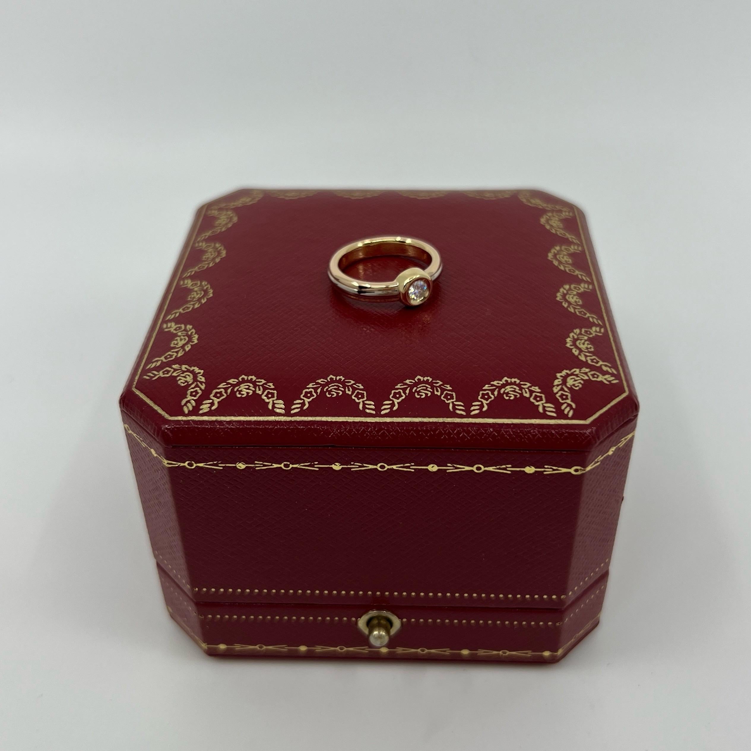 Women's or Men's Vintage Cartier Round 0.25ct Diamond 18k Tricolor Multi Tone Gold Solitaire Ring
