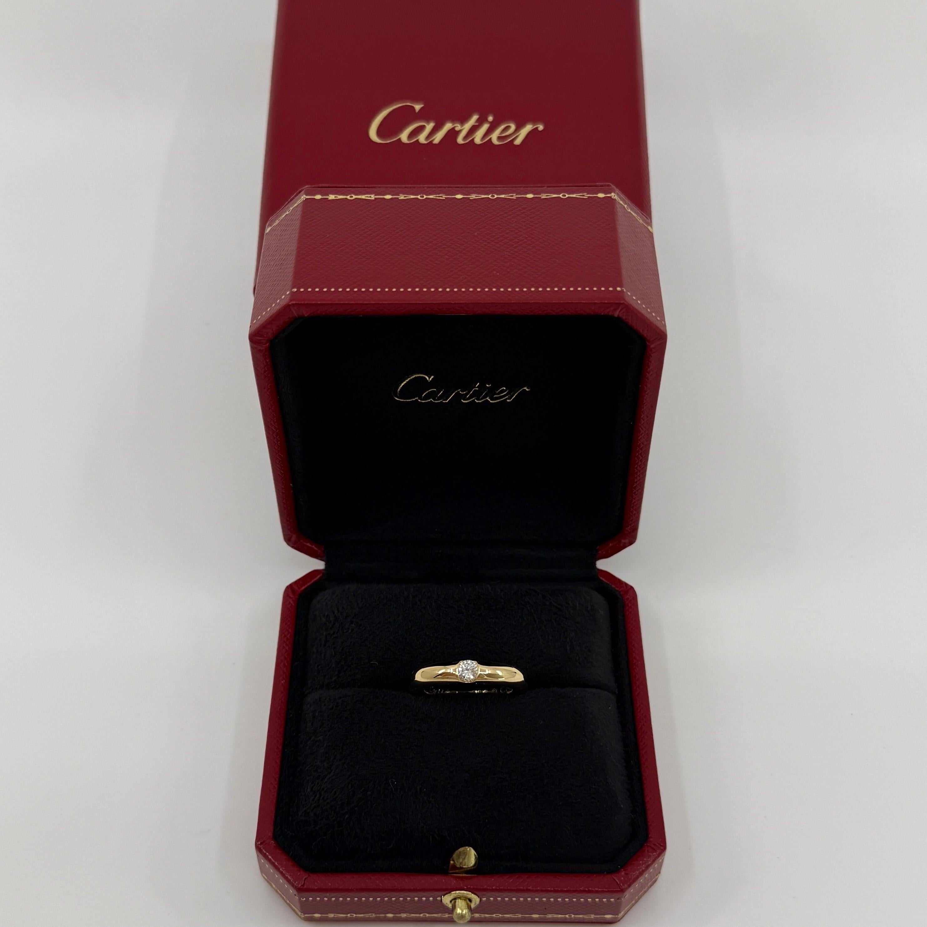 Vintage Cartier Round 0.25ct Diamond Ellipse 18k Yellow Gold Solitaire Band Ring For Sale 7