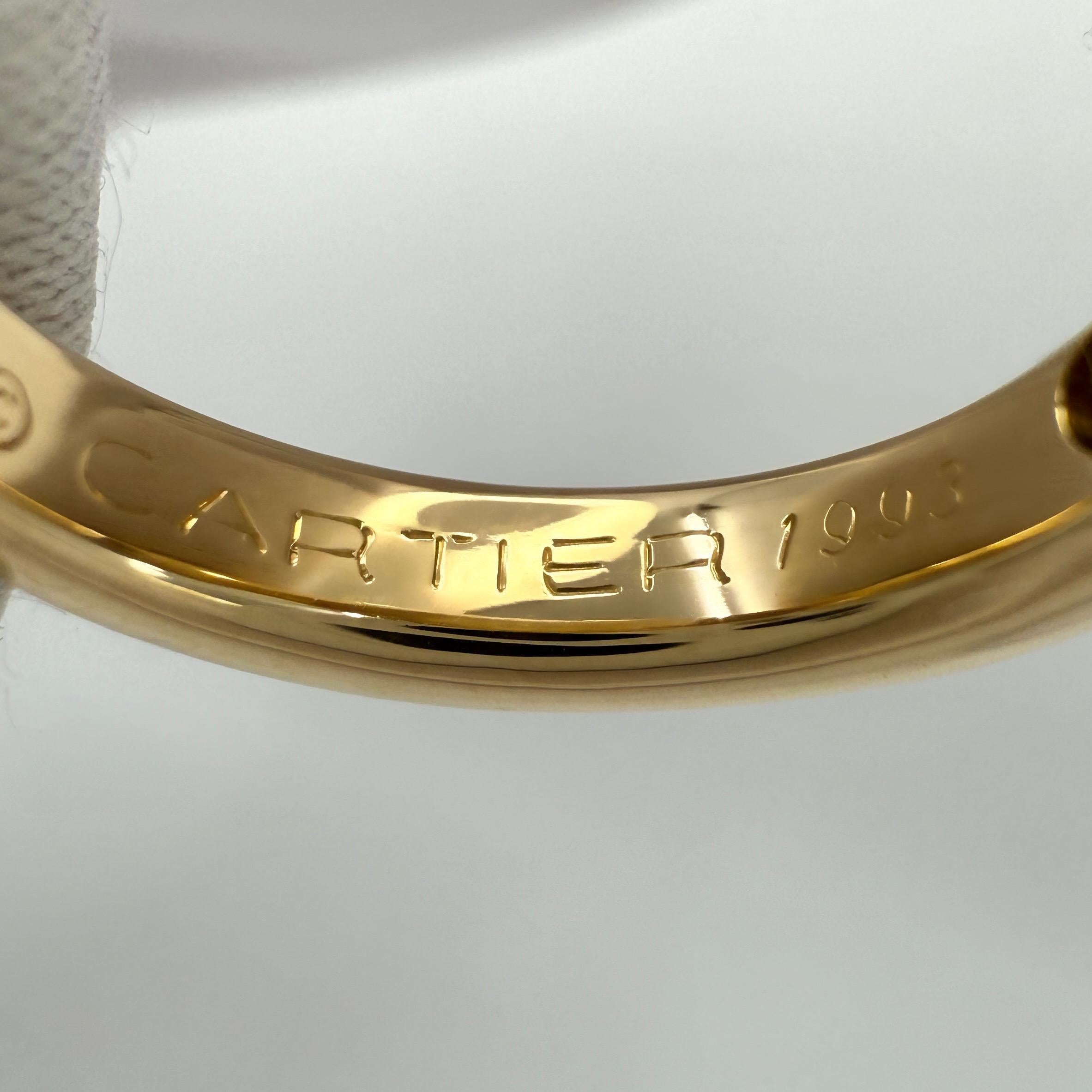 Vintage Cartier Round 0.25ct Diamond Ellipse 18k Yellow Gold Solitaire Band Ring For Sale 3