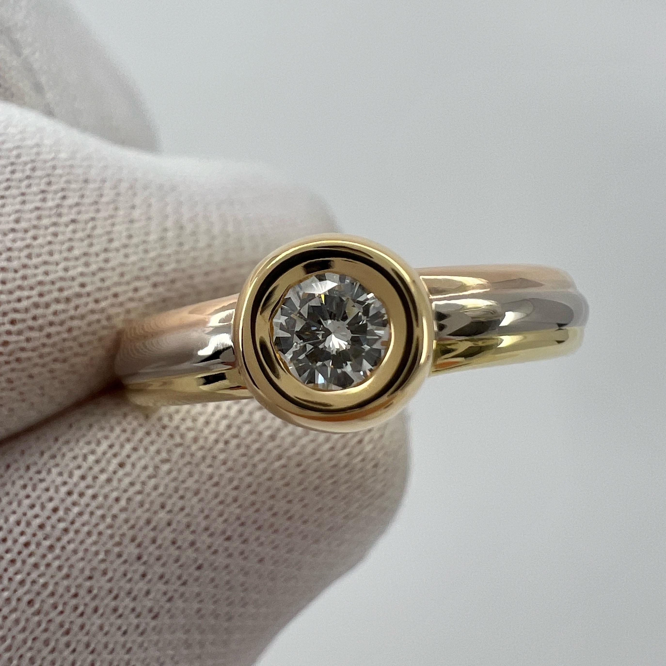 Vintage Cartier Round Cut Diamond 18k Tricolour Multi Tone Gold Solitaire Ring 6