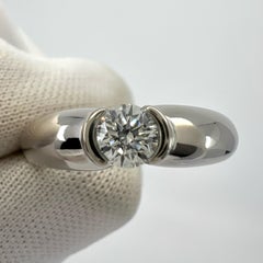 Vintage Cartier Round Diamond 0.25ct VVS Ellipse 18k White Gold Solitaire Ring