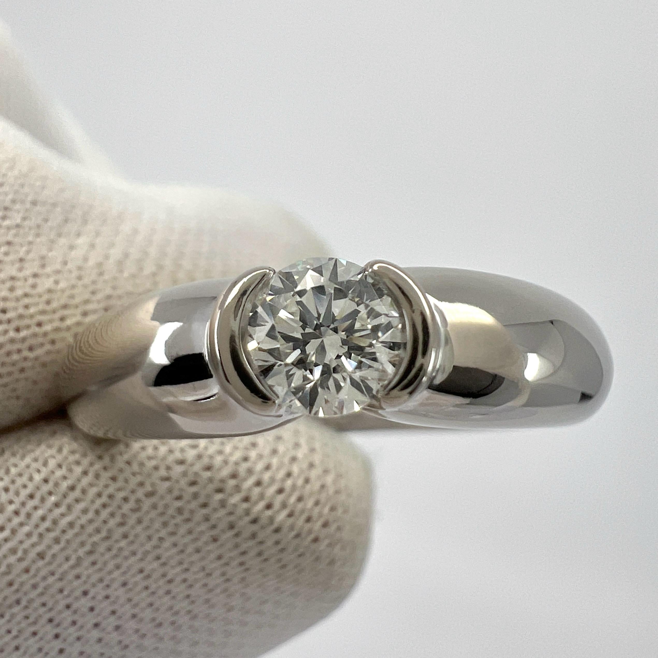 Vintage Cartier Round Diamond 0.28ct VVS Ellipse 18k White Gold Solitaire Ring 6