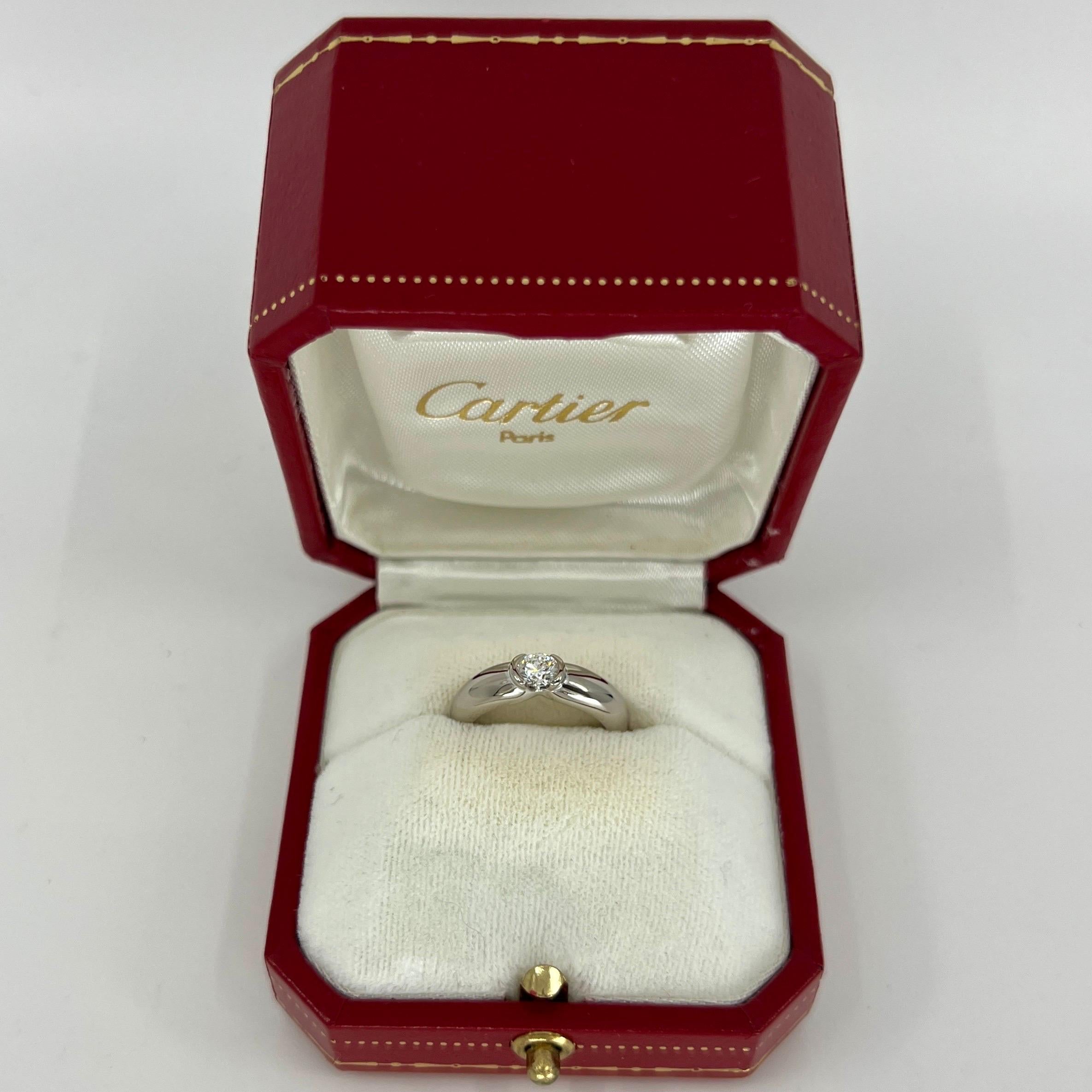 Vintage Cartier Round Diamond 0.28ct VVS Ellipse 18k White Gold Solitaire Ring 7