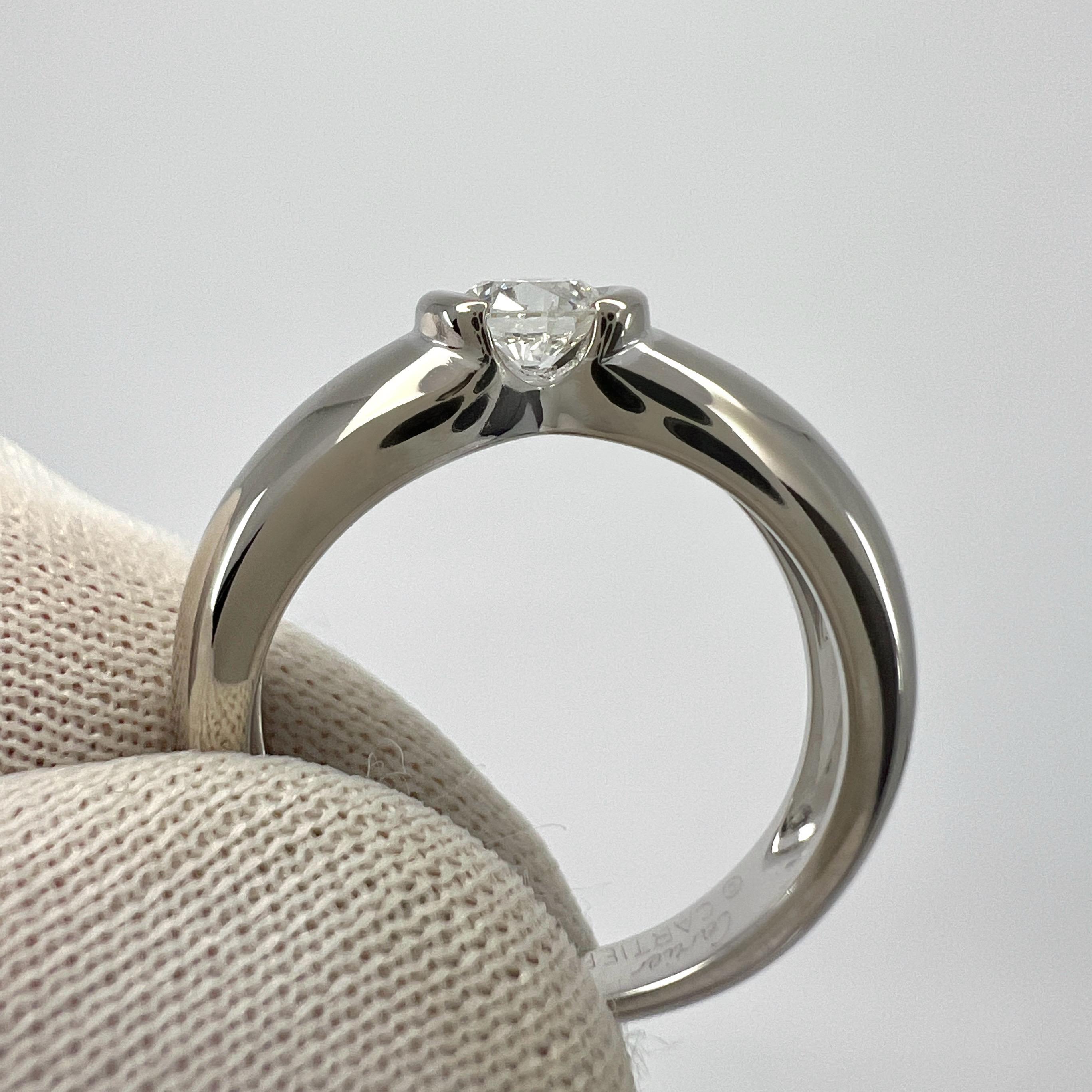 Vintage Cartier Round Diamond 0.28ct VVS Ellipse 18k White Gold Solitaire Ring 1