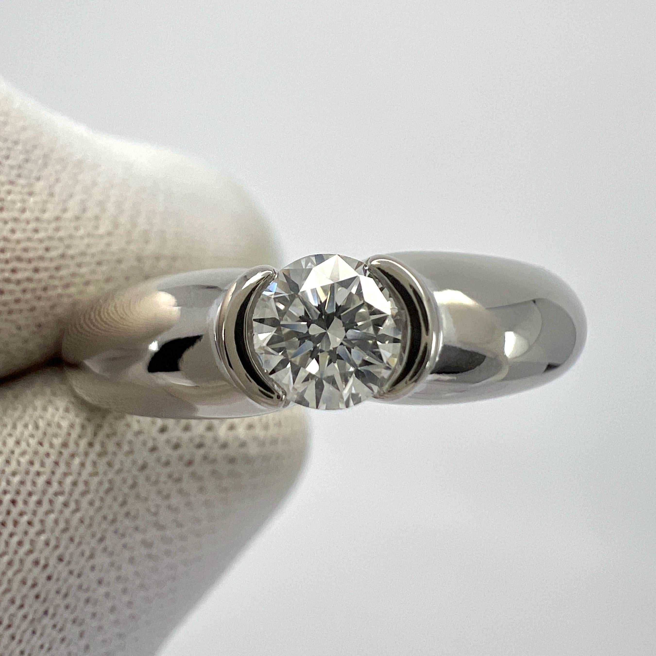 Vintage Cartier Round Diamond 0.28ct VVS Ellipse 18k White Gold Solitaire Ring 2