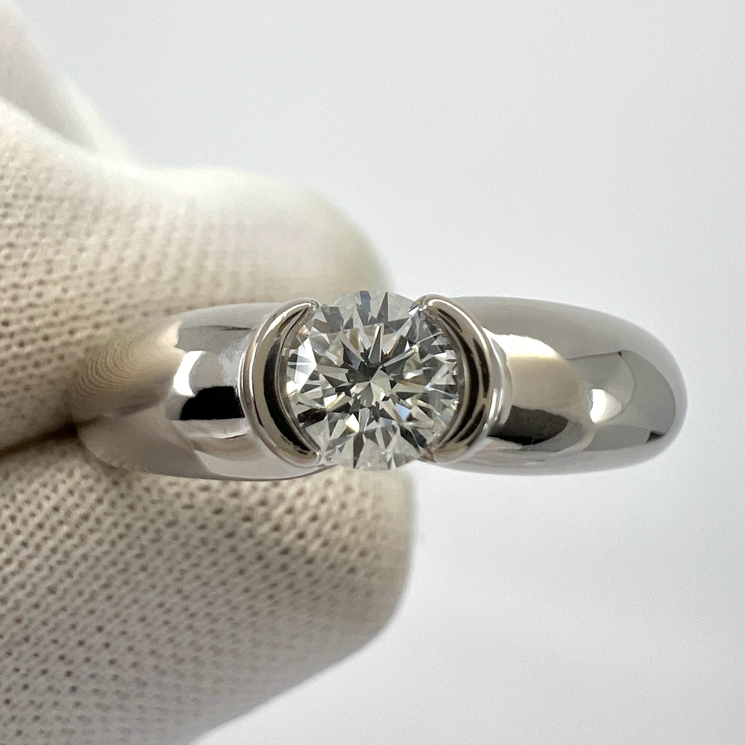 Vintage Cartier Round Diamond 0.28ct VVS Ellipse 18k White Gold Solitaire Ring 4