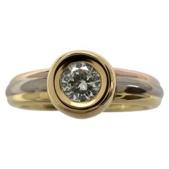 Vintage Cartier Round Diamond 18k Tricolor Multi Tone Gold Solitaire Ring 50