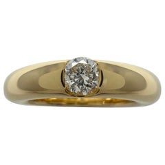 Anillo solitario vintage de Cartier con diamante redondo en forma de elipse, de oro amarillo de 18 quilates, talla EU47