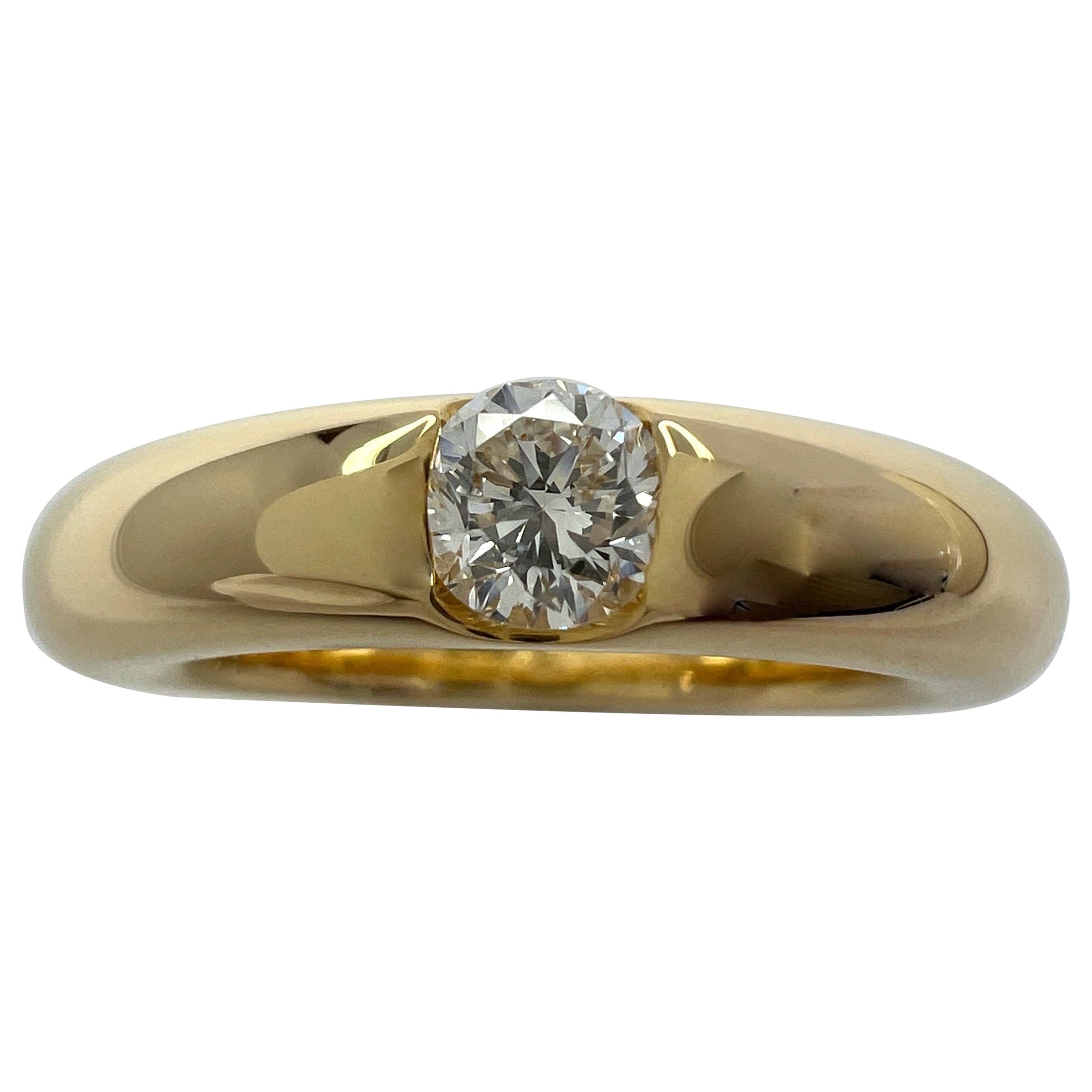 Anillo Solitario Vintage Cartier Elipse de Diamantes Redondos en Oro Amarillo de 18k EU60