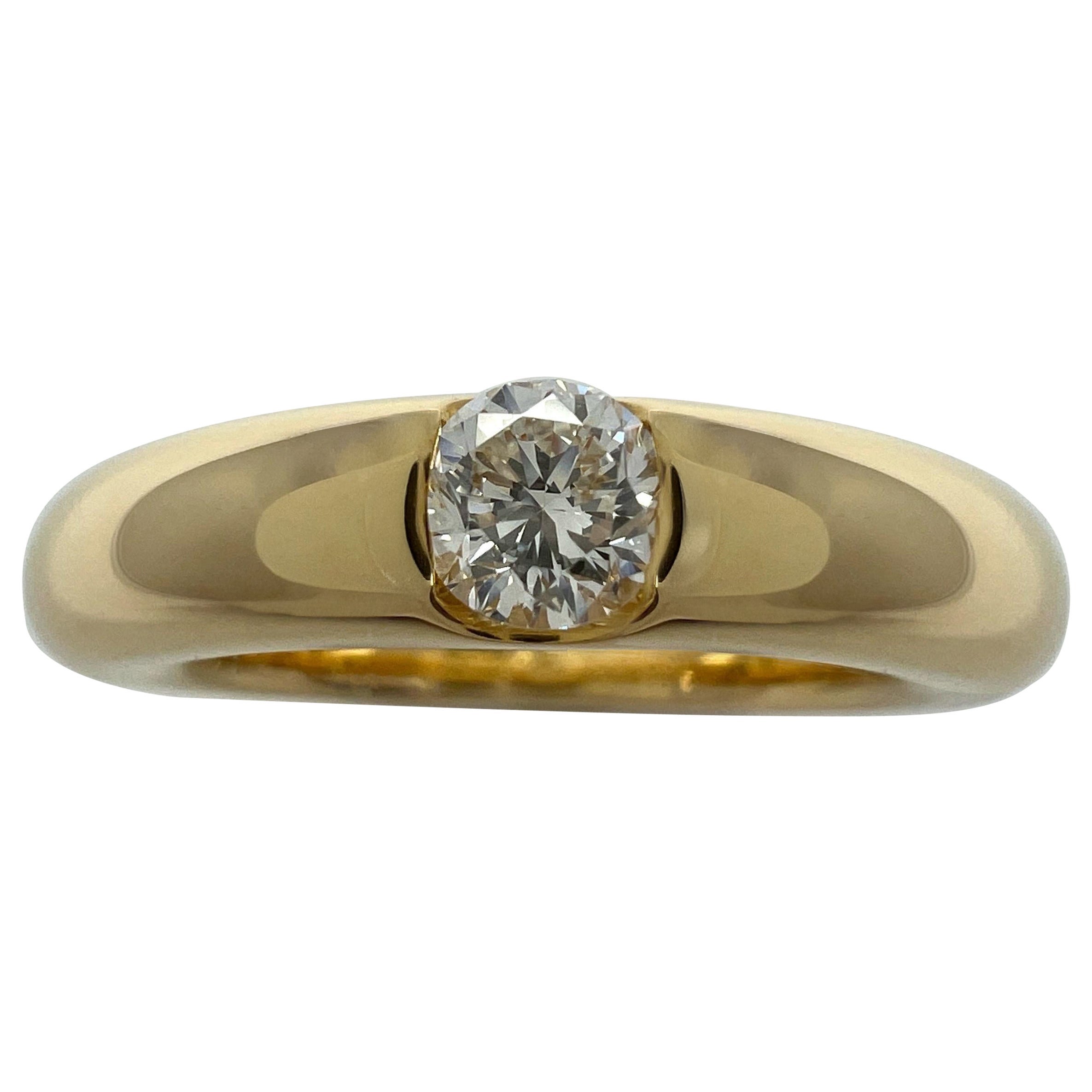 Cartier, bague solitaire Ellipse vintage en or jaune 18 carats avec diamants ronds EU60