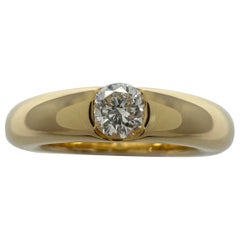 Cartier, bague solitaire Ellipse vintage en or jaune 18 carats avec diamants ronds EU60