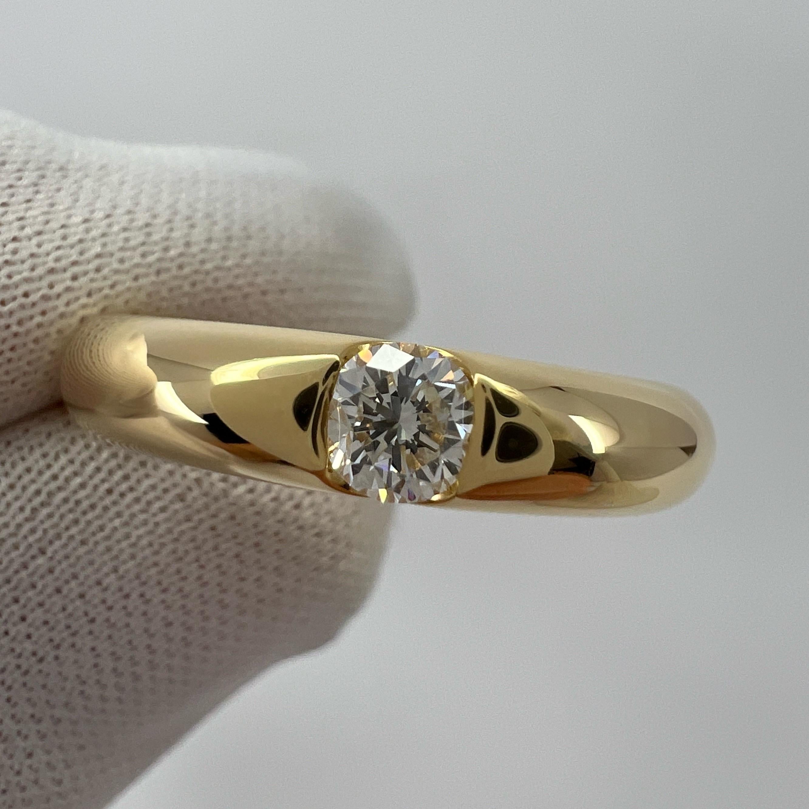 Vintage Cartier Round Diamond Ellipse 18k Yellow Gold Solitaire Band Ring US5 49 5