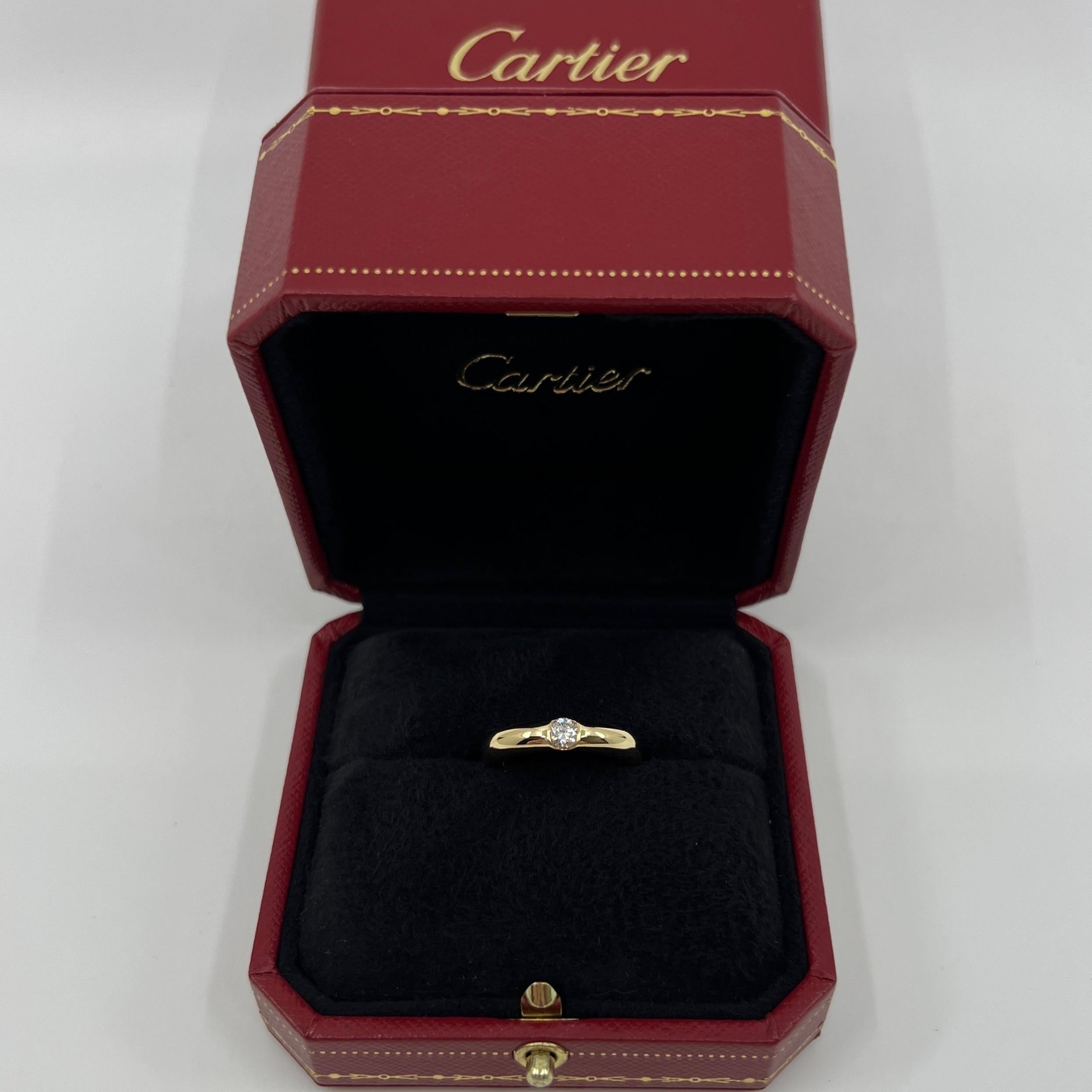 Cartier, bague solitaire Ellipse vintage en or jaune 18 carats avec diamants ronds taille US5 49 6