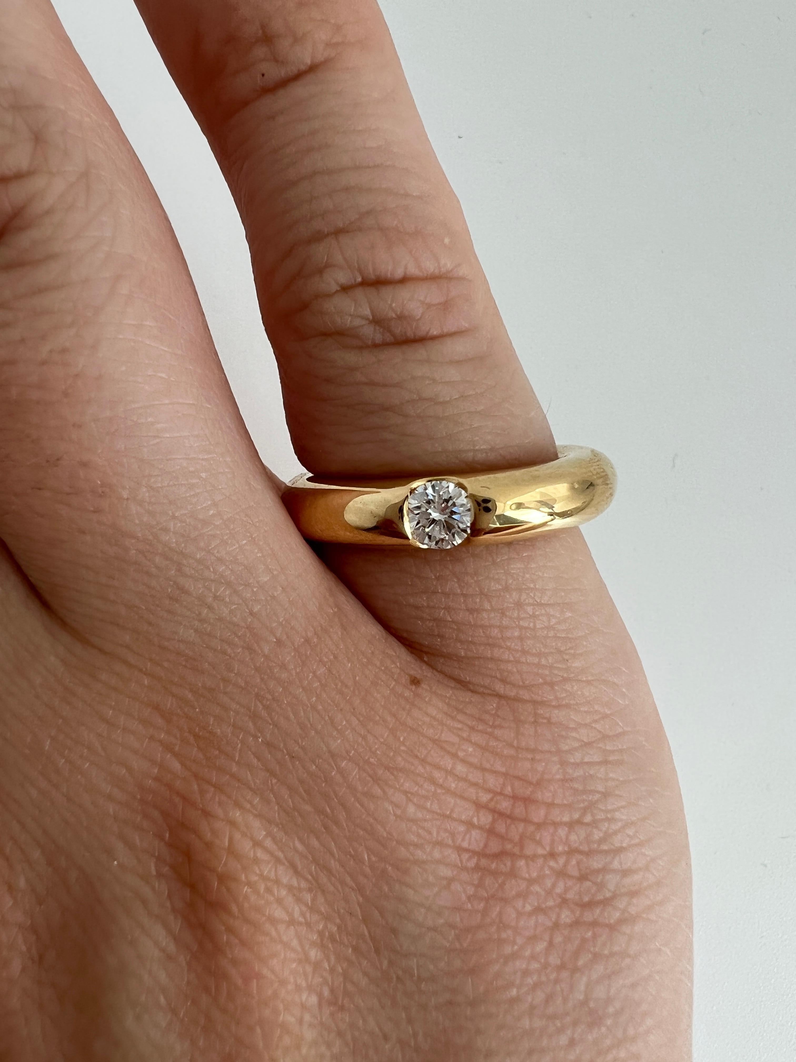 Vintage Cartier Round Diamond Ellipse 18k Yellow Gold Solitaire Band Ring US5 49 For Sale 7