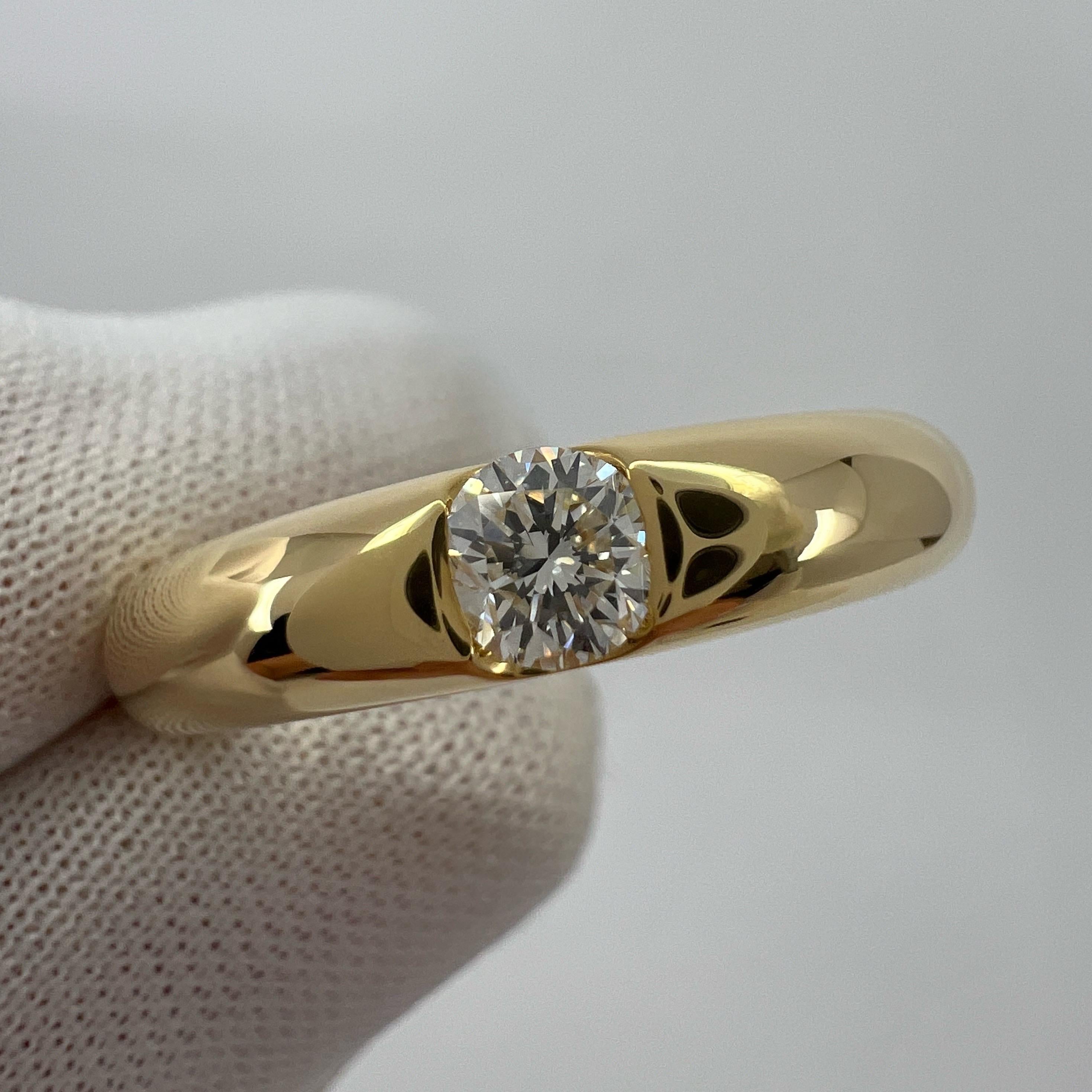 Vintage Cartier Round Diamond Ellipse 18k Yellow Gold Solitaire Band Ring US5 49 For Sale 2
