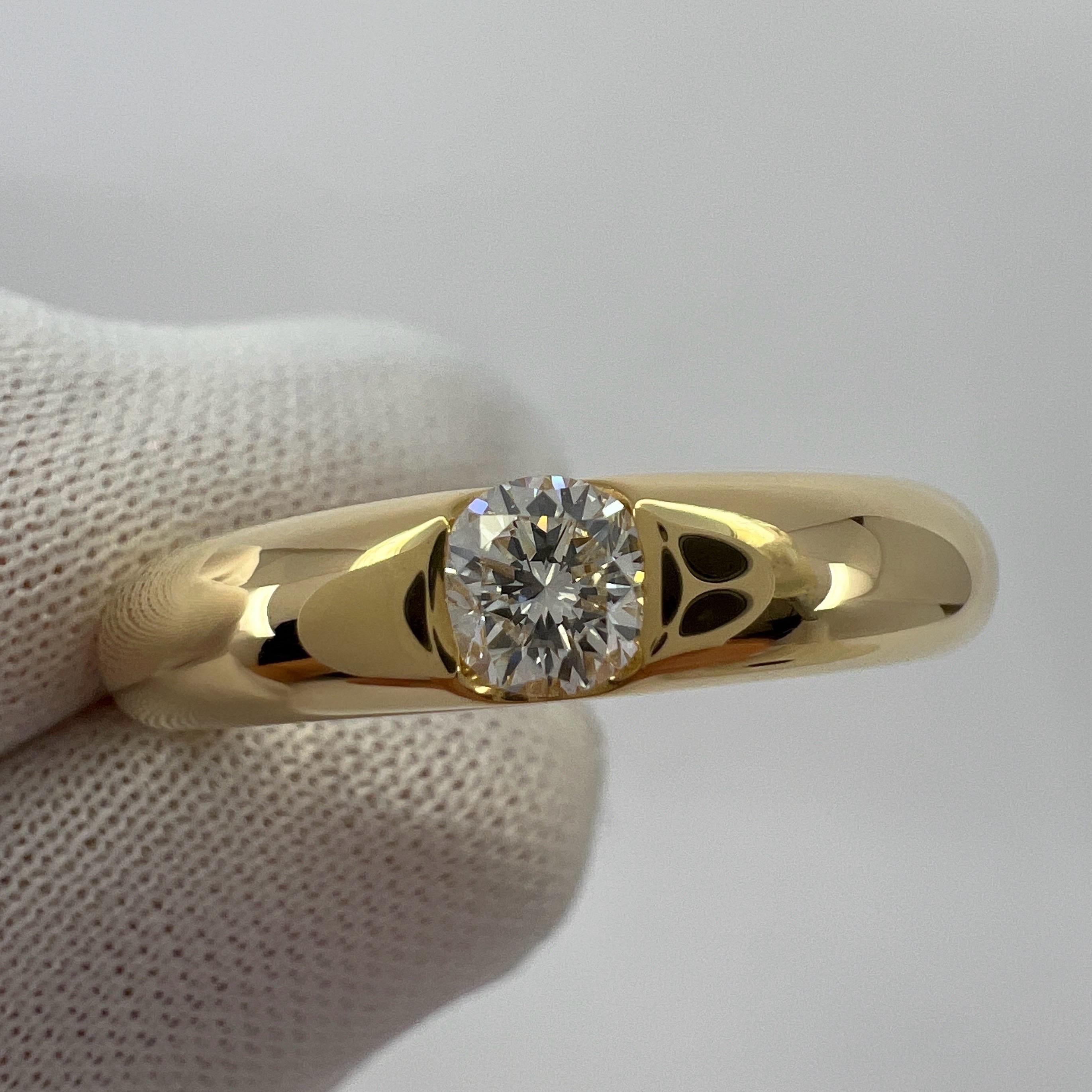 Cartier, bague solitaire Ellipse vintage en or jaune 18 carats avec diamants ronds taille US5 49 3