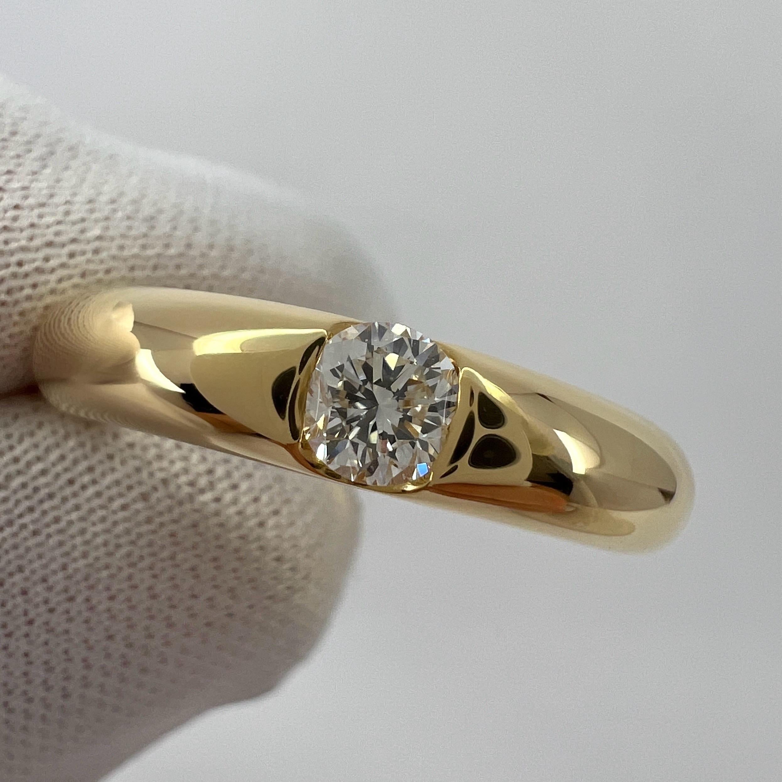 Vintage Cartier Round Diamond Ellipse 18k Yellow Gold Solitaire Band Ring US5 49 4
