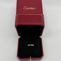 Vintage Cartier Round Emerald Shelly Ellipse 18k Yellow Gold Solitaire Ring 5 49