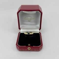 Vintage Cartier Round Sapphire Shelly Ellipse 18k Yellow Gold Solitaire Ring 52