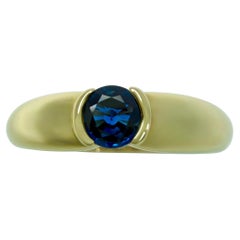 Vintage Cartier Round Sapphire Shelly Ellipse 18k Yellow Gold Solitaire Ring 52