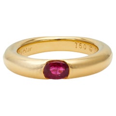 Vintage Cartier Ruby 18k Yellow Gold Ellipse Band Ring