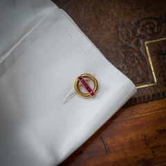 Vintage Cartier Ruby and 18 Karat Yellow Gold Cufflinks, Circa 1950
