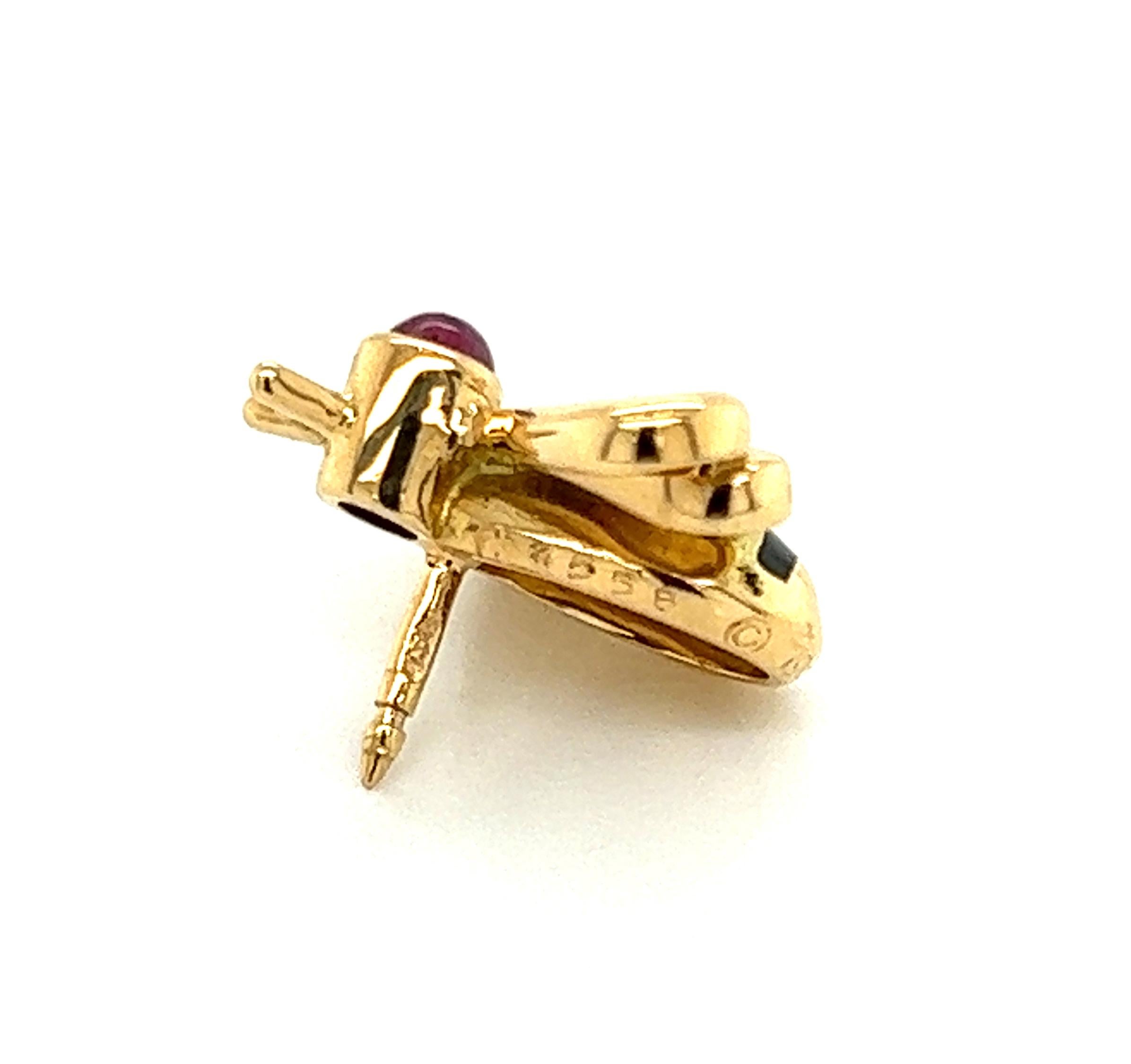 Vintage Cartier Ruby Enamel 18k Yellow Gold Bumble Bee Tack Pin w/Cert In Excellent Condition In Boca Raton, FL