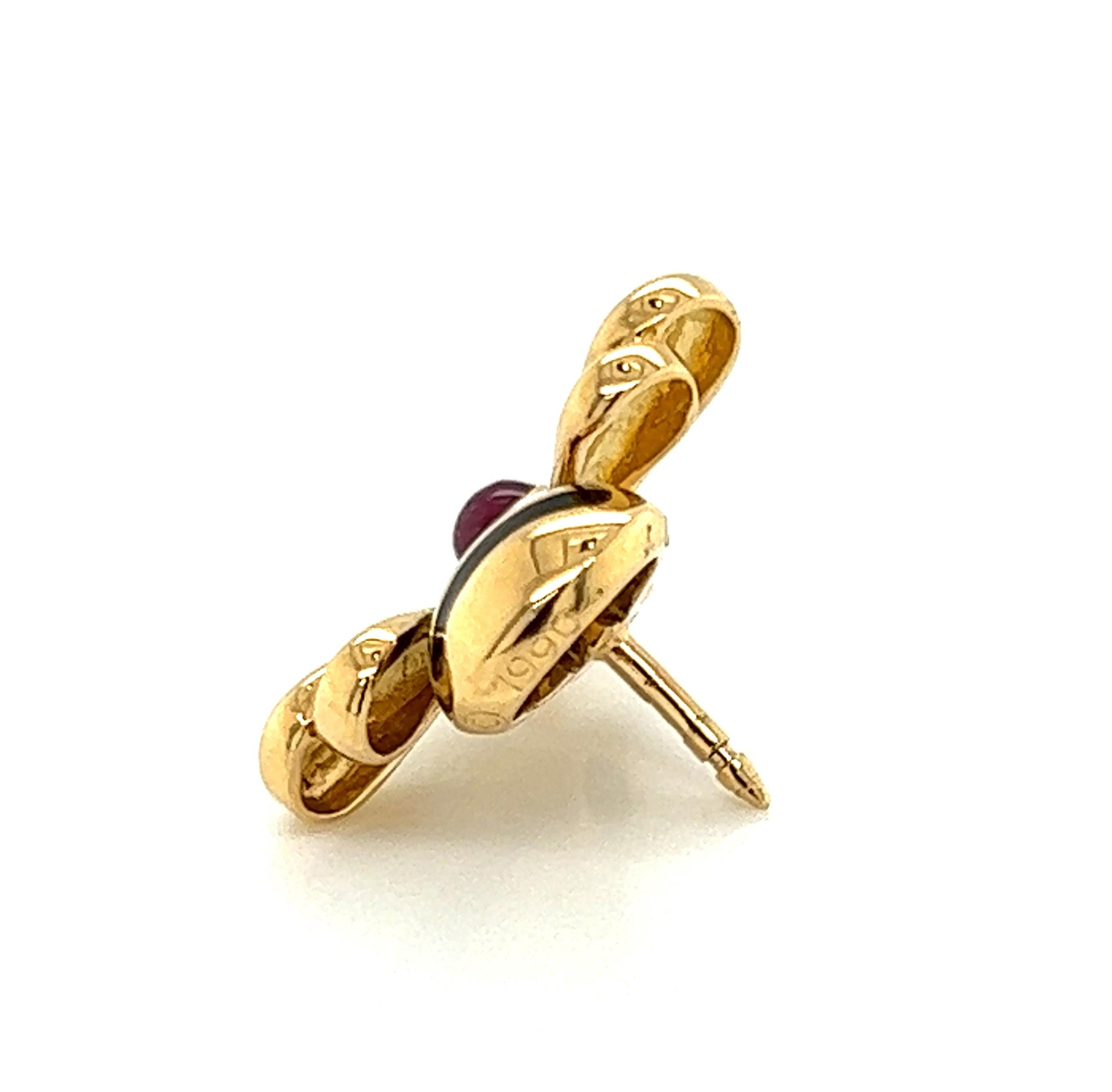 Women's or Men's Vintage Cartier Ruby Enamel 18k Yellow Gold Bumble Bee Tack Pin w/Cert