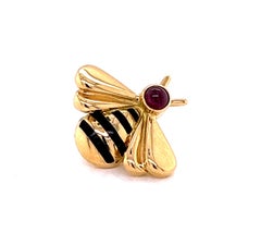 Used Cartier Ruby Enamel 18k Yellow Gold Bumble Bee Tack Pin w/Cert