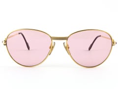 Vintage Cartier Ruby France Louis Vintage Heavy Gold Plated 55mm Sunglasses