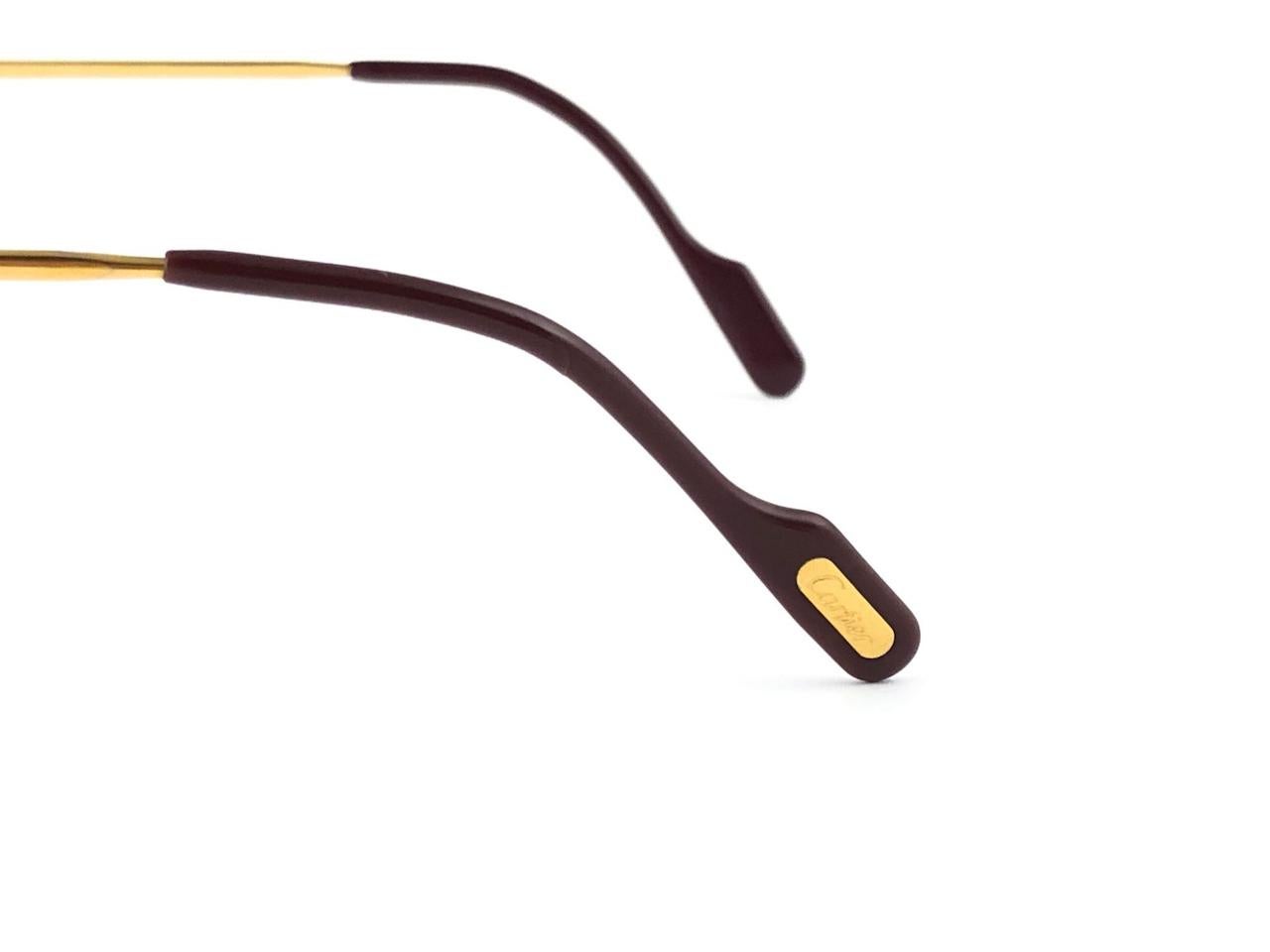 Lunettes de soleil Vintage Cartier Ruby France Louis Heavy Gold Plated 55mm en vente 1