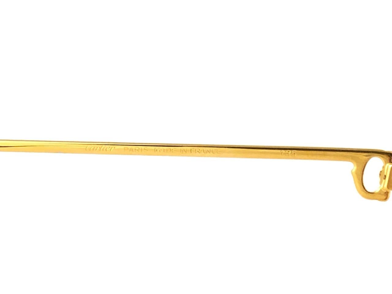 Lunettes de soleil Vintage Cartier Ruby France Louis Heavy Gold Plated 55mm en vente 3