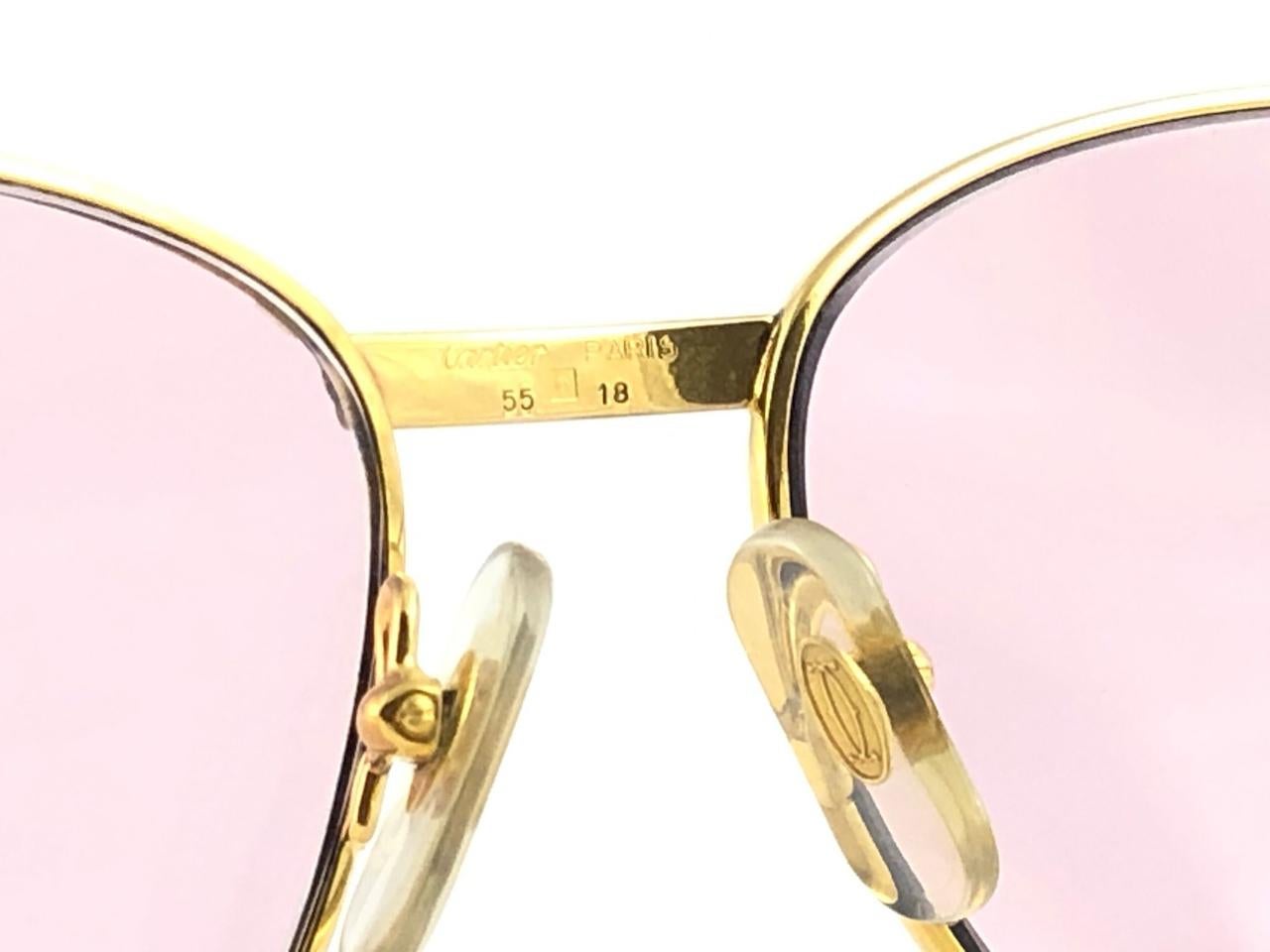 Lunettes de soleil Vintage Cartier Ruby France Louis Heavy Gold Plated 55mm en vente 4