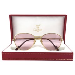 Retro Cartier Ruby France Louis Vintage Heavy Gold Plated 55mm Sunglasses 