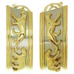 Retro Cartier Running Panthers Two-Tone Gold Clip-On Cuff Earrings