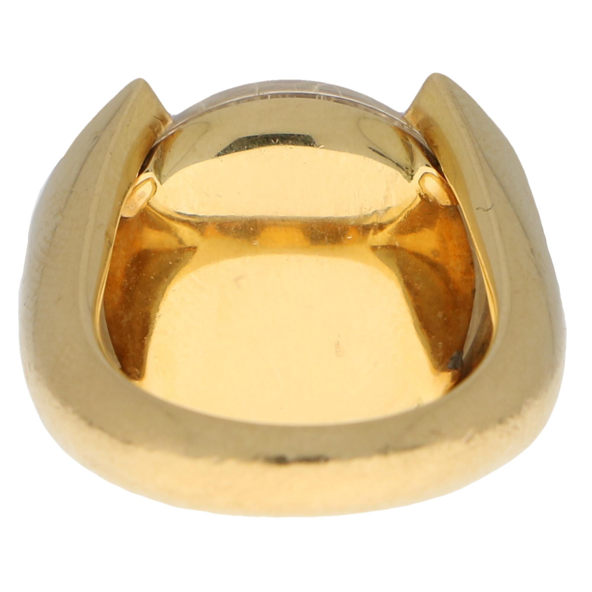 Cabochon Vintage Cartier Rutilated Quartz and Diamond Bombe Ring Set in 18 Karat Gold