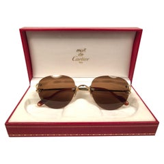 Lunettes de soleil vintage Cartier Salisbury Gold Rimless Made in France
