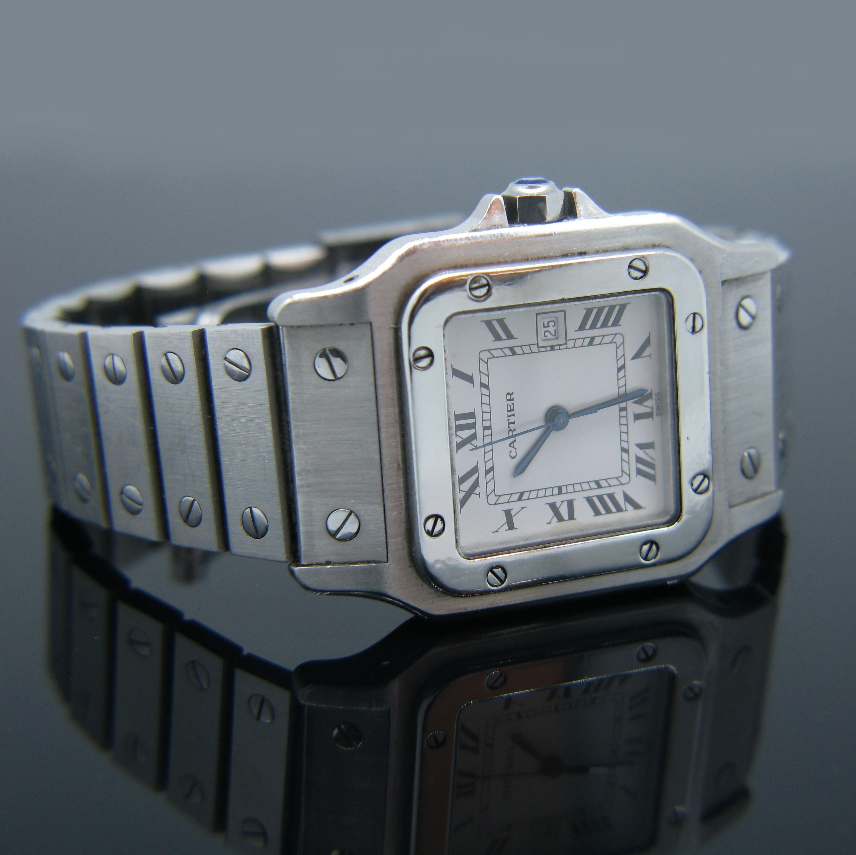 Contemporary Vintage Cartier Santos Automatic Stainless Steel Wristwatch