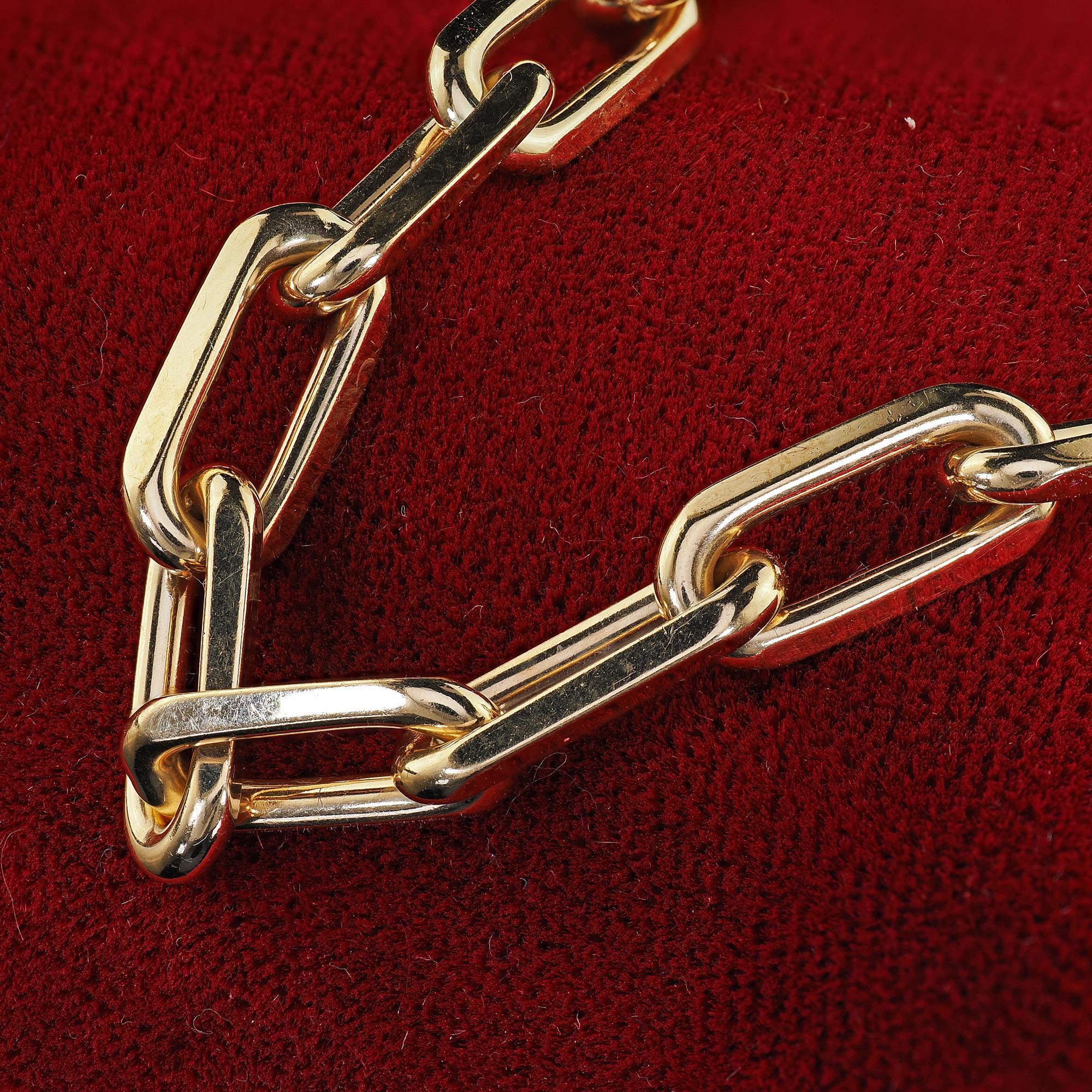 Contemporary Vintage Cartier Santos de Cartier 18K Yellow Gold Paperclip Chain Bracelet
