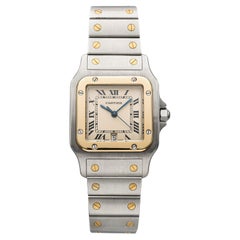 Vintage Cartier Santos Galbée 187901 Two-Tone Quartz Cream Roman Dial