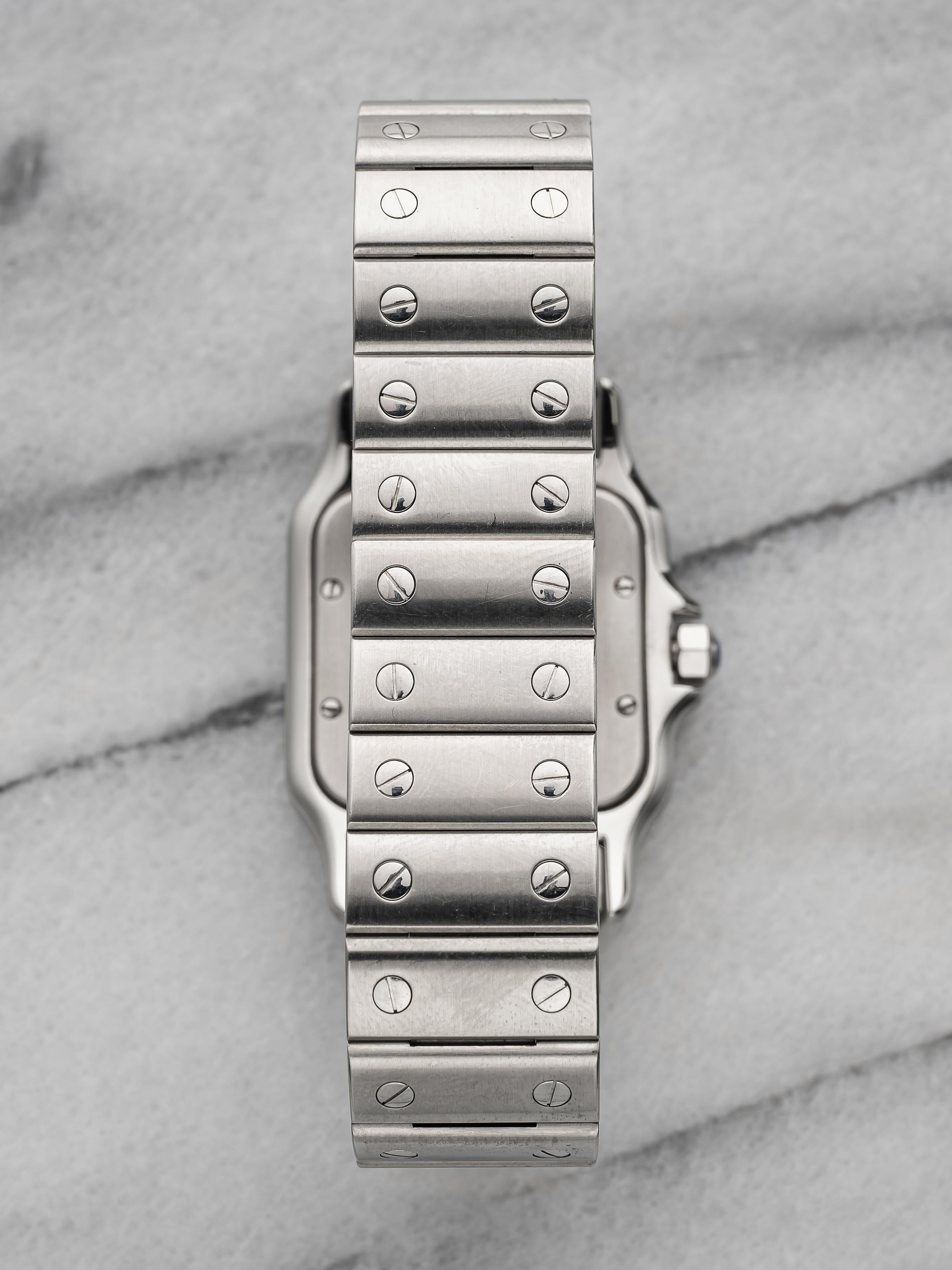 Vintage Cartier Santos Galbee Ref 1564 80s Quartz Roman Numeral Dial 29x41mm Cas en Bueno estado para la venta en New York, NY