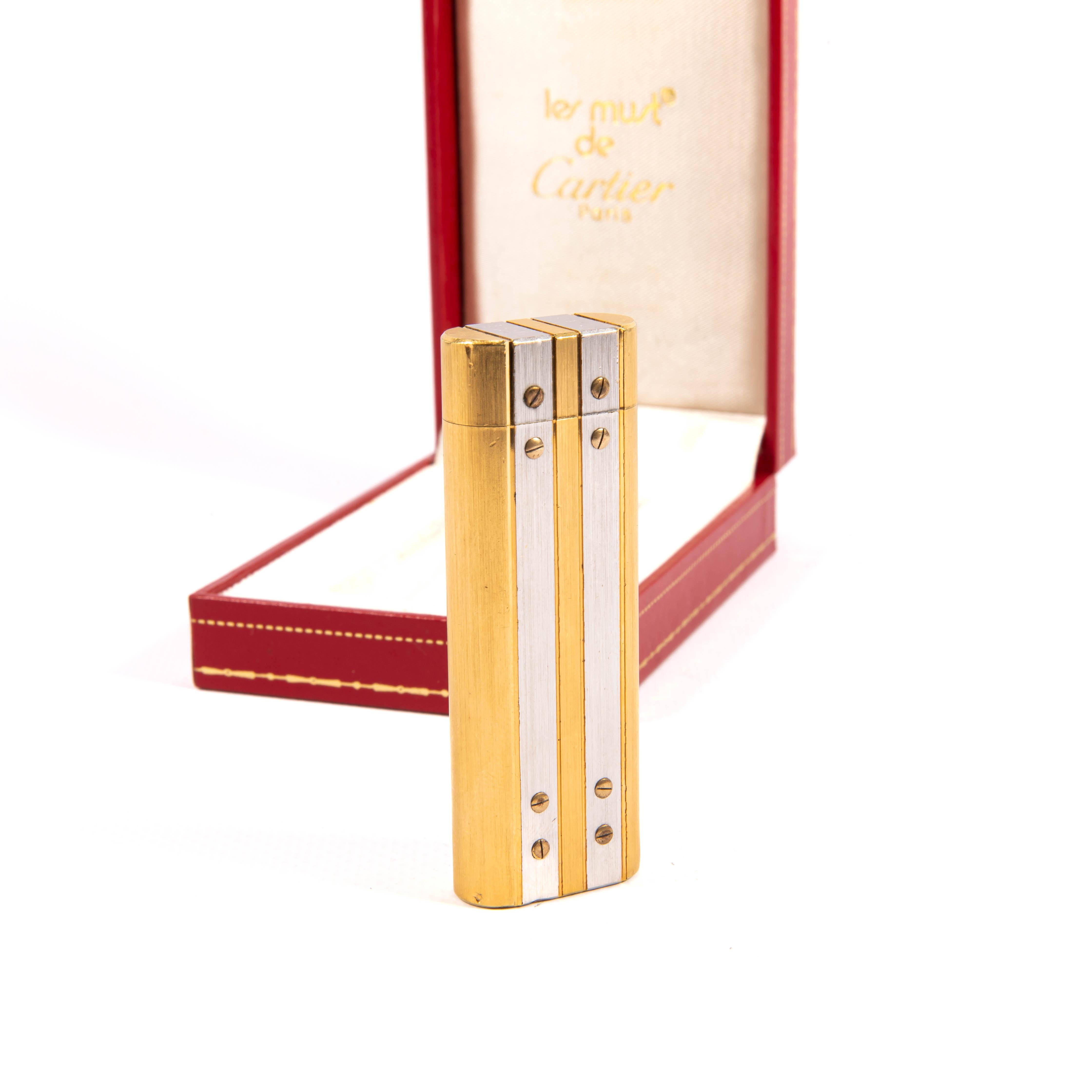 Vintage CARTIER Santos-Leuchte, vergoldet in Karton, 1980er Jahre für Damen oder Herren