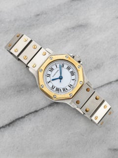 Vintage Cartier Santos Octagon 0907 Two-Tone Automatic White Roman Dial 25mm