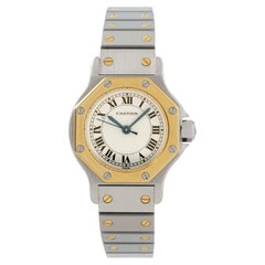 Vintage Cartier Santos Octágono Modelo 0907 Acero inoxidable Oro amarillo de 18 quilates