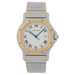 Vintage Cartier Santos Octagon Model 187902 18 Karat and Stainless Steel Watch