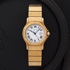 Vintage Cartier Santos Octagon Model 2966 18k Yellow Gold Automatic Watch