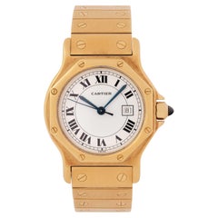 Vintage Cartier Santos Octagon Model 2966 18k Yellow Gold Automatic Watch