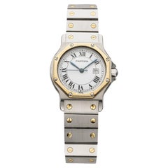 Vintage Cartier Santos Octagon Reference 2966 Two-Tone Automatic White Roman