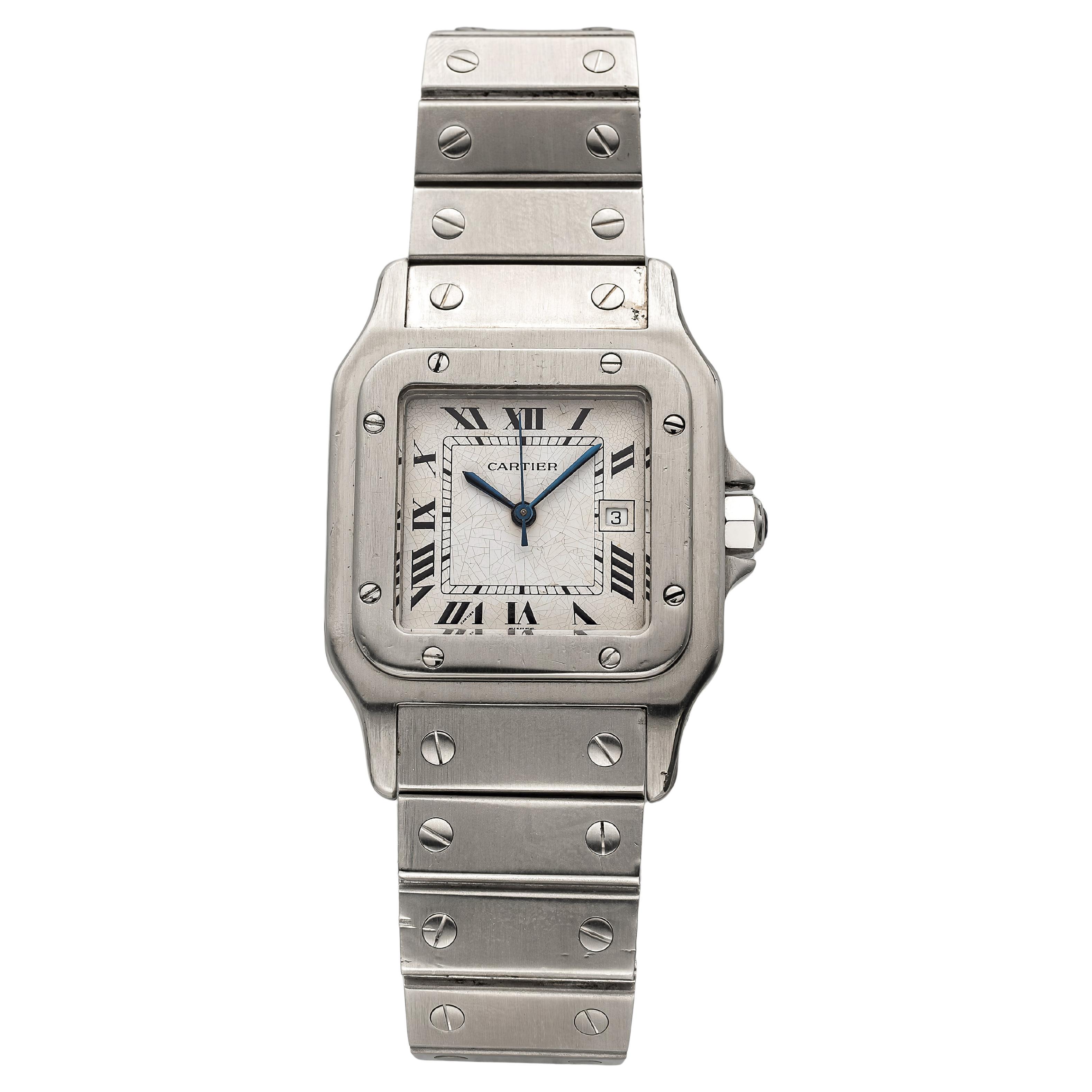 Vintage Cartier Santos Ref 2960 80s Automatic White Roman Dial 29x41mm. im Angebot